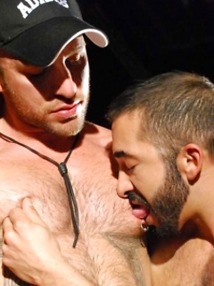 Bearded gay dude drools on a cock before he gets his tight ass smashed