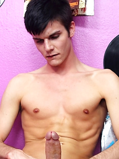Young gay model Christian Collins strikes all the right poses and strokes his dick